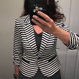 LAST CHANCE!!  Navy/off-white striped stretch blazer.  Sz S